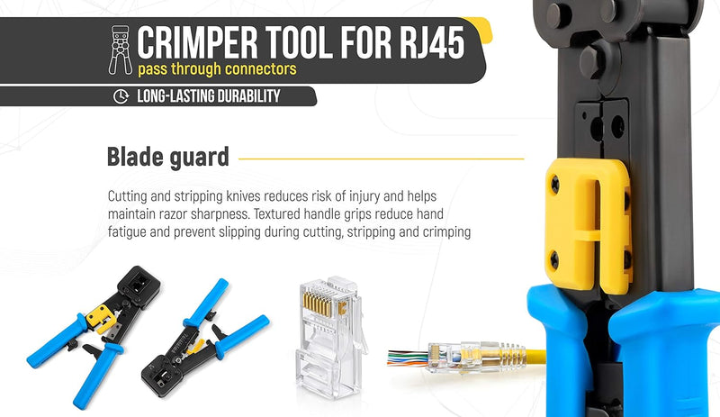 Load image into Gallery viewer, [Pass Through] Portable Self-adjusting RJ45 / RJ11 / RJ12 6P / 8P - Crimping Pliers Wire Cable End Sleeve Ferrule Cutter Crimper Network Ethernet Internet Cable Clamp Tool
