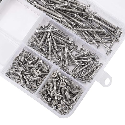 Cargue la imagen en el visor de la galería, [400 Pieces] Stainless Steel Self Tapping M3 Phillips Screws Flat Head With Storage Box
