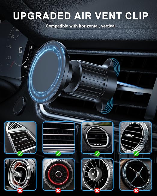 Load image into Gallery viewer, [L15] Magsafe Compatible QI 15W Wireless Charging Magnet Magnetic Aircon Vent Flow Charger &amp; Mount Holder - Polar Tech Australia

