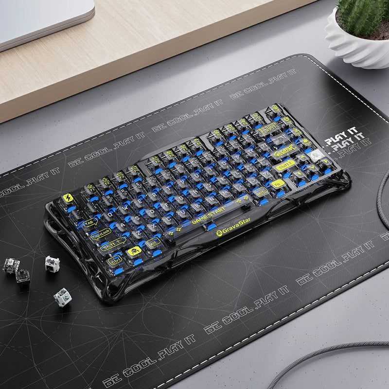 Cargue la imagen en el visor de la galería, GravaStar Mercury K1 Lite Mechanical Gaming Keyboard, 75% Gasket Hot Swappable Custom RGB Backlit Wireless Keyboard
