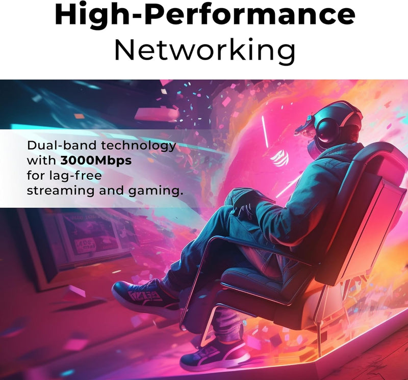 Load image into Gallery viewer, GP-AX3000-D Dual-Band WiFi6 Mesh Wireless Router, 3Gbps WAN/LAN Port, 160 MHz Channel, Strongly Supports 8K Streaming, HomeShield Security, Gaming, and Smart Home - Polar Tech Australia
