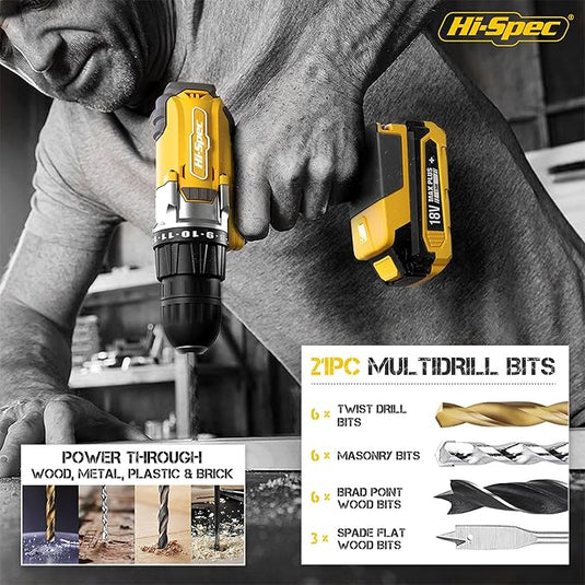 Hi-Spec 63 in 1 Multi Steel Drill Bits & Screw Nut Driver Bit Set Drilling Metal, Wood, Brick & Concrete Accessories With Storage Case
