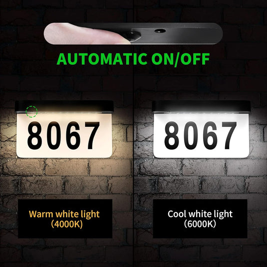 Solar Charge & Battery Powered Address Sign LED Illuminated House Numbers Address LED Sign