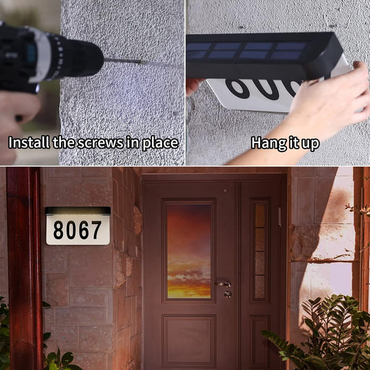 Solar Charge & Battery Powered Address Sign LED Illuminated House Numbers Address LED Sign