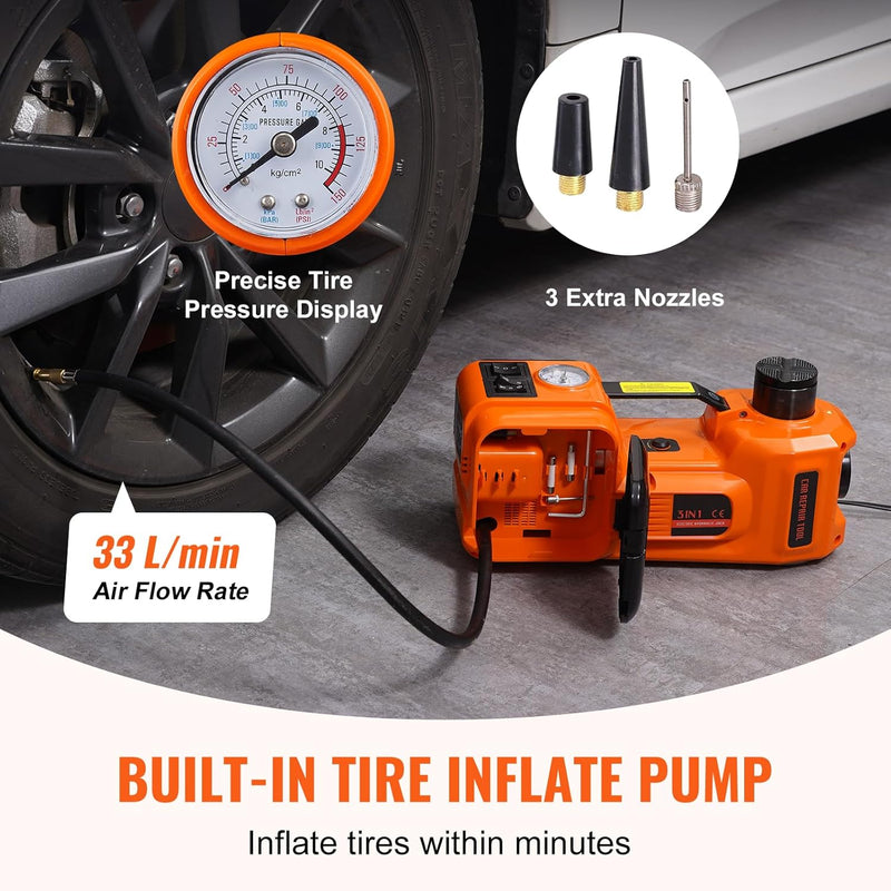 Load image into Gallery viewer, [4 in 1] 5 Ton Electric Car Jack 12V Scissor Jack Lift for Sedan and SUV, Portable &amp; Waterproof, LED Light, Inflatable Pump. Electric Impact Wrench - Polar Tech Australia
