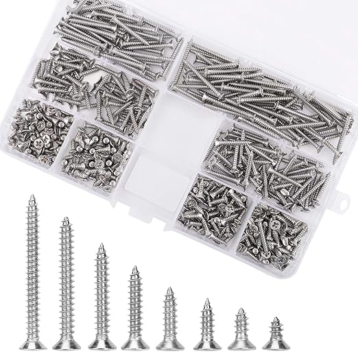Cargue la imagen en el visor de la galería, [400 Pieces] Stainless Steel Self Tapping M3 Phillips Screws Flat Head With Storage Box
