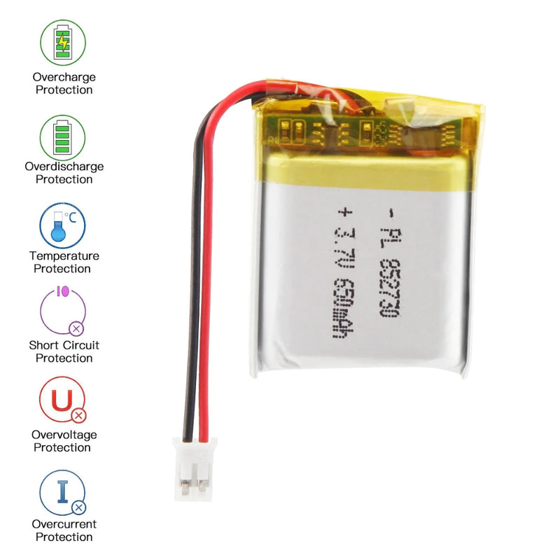 Cargue la imagen en el visor de la galería, [PH2.0-JST Connector][852730] Universal 650mAh 3.7V Rechargeable Li-Ion Lithium Polymer Battery - Polar Tech Australia
