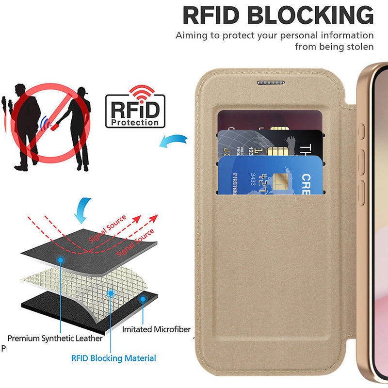 Chargez l&#39;image dans la visionneuse de la galerie, [Magsafe Compatible][With Card Slot] Apple iPhone 16e Golden Shield Magnetic Flip Leather Case - Polar Tech Australia
