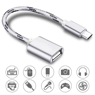 Nylon USB C To Female USB C Port OTG Adapter Cable - Polar Tech Australia