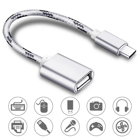 Nylon USB C To Female USB C Port OTG Adapter Cable - Polar Tech Australia