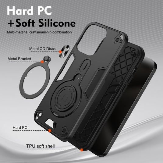 Motorola Moto E32 - Metal Ring 360 Degree Rotating Holder PC Hybrid TPU Phone Case