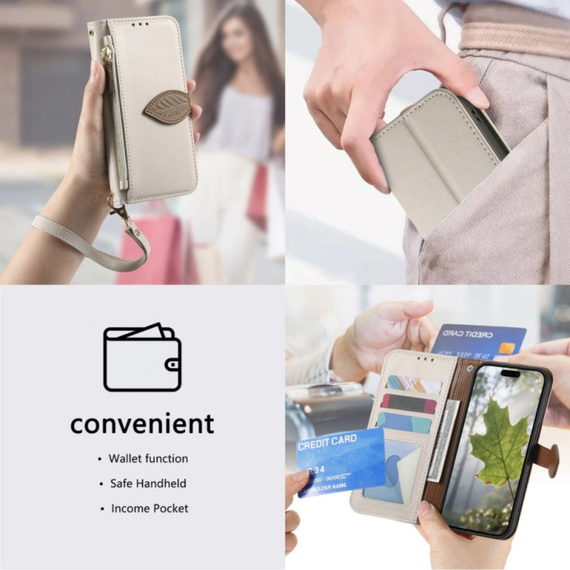 Load image into Gallery viewer, Apple iPhone 16e/17e - Leaf Design Flip Case with Magnetic Closure - Polar Tech Australia
