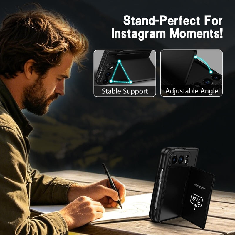 Chargez l'image dans la visionneuse de la galerie, Apple iPhone Ultra / Fold - Card Bag Holder Hinge Integrated Film Phone Case, with Pen
