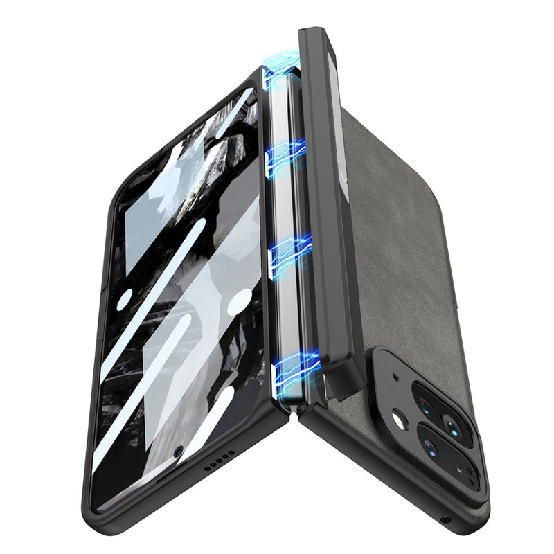Cargue la imagen en el visor de la galería, Google Pixel 9 Pro Fold - Integrated Frosted Fold Hinge Leather Phone Case - Polar Tech Australia
