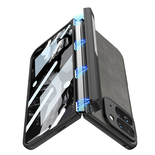Google Pixel 9 Pro Fold - Integrated Frosted Fold Hinge Leather Phone Case - Polar Tech Australia