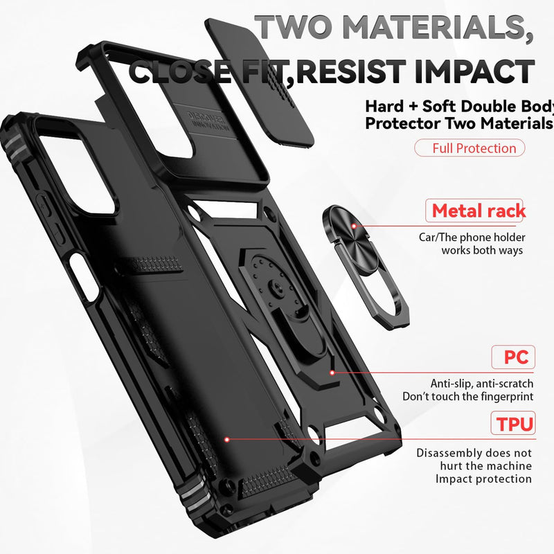 Cargue la imagen en el visor de la galería, [Magnetic Ring Kickstand][Slide Camera Cover] Motorola Moto G 5G 2024 - Shield Shockproof Rugged Heavy Duty Case - Polar Tech Australia
