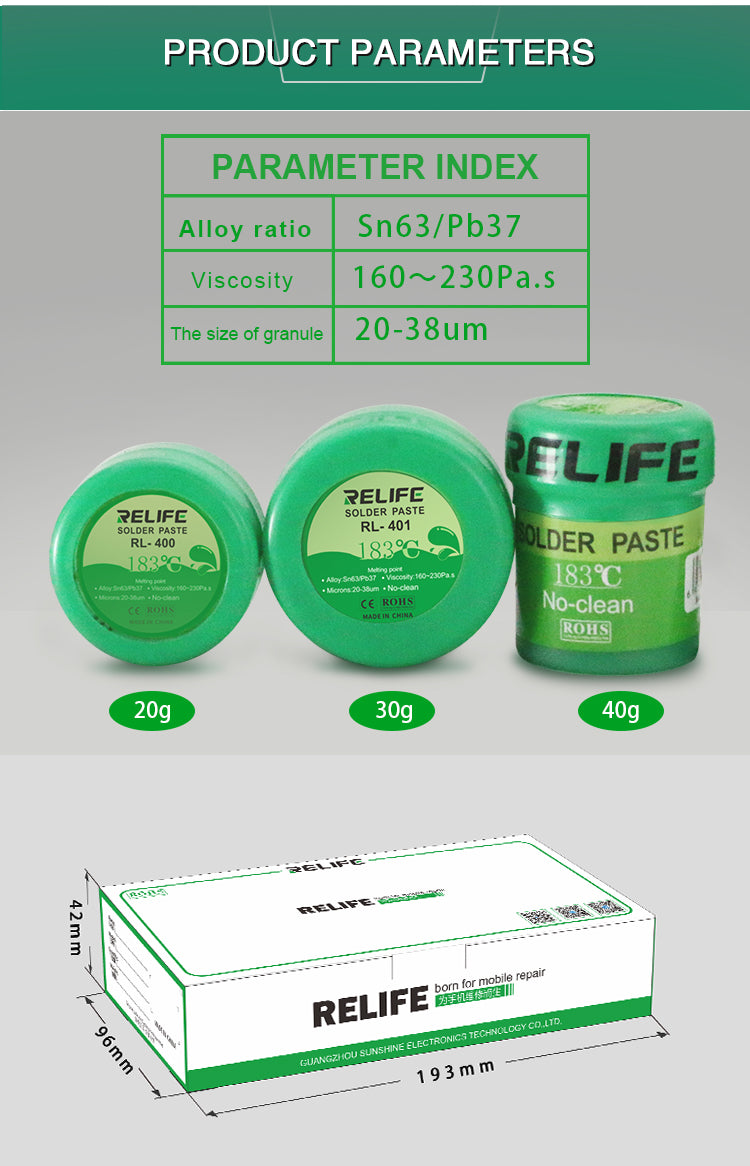 Load image into Gallery viewer, [RL-400, 401, 402] RELIFE 183℃ Solder Paste - Polar Tech Australia
