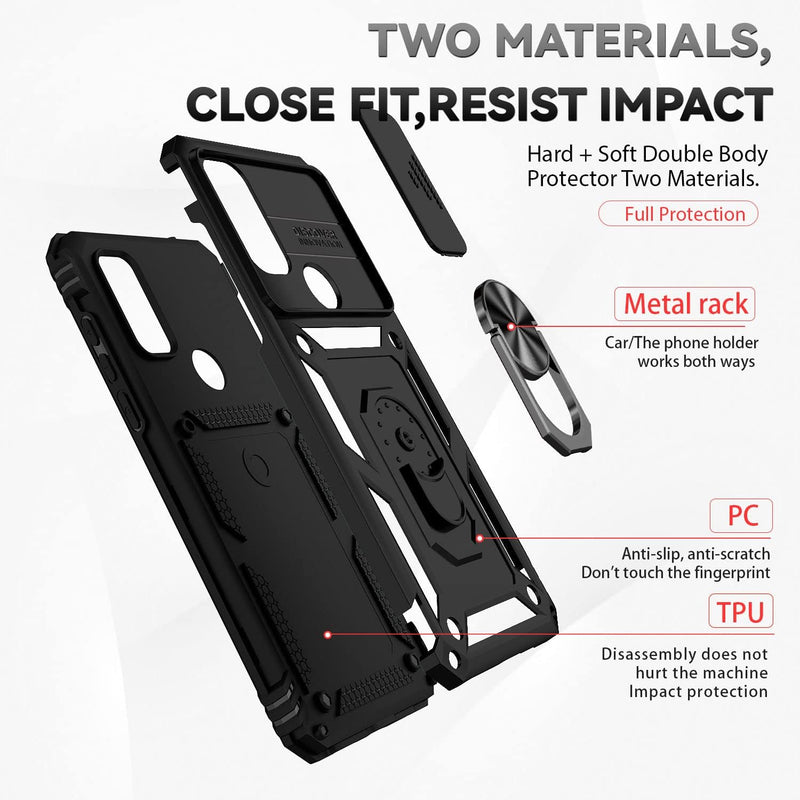Chargez l&#39;image dans la visionneuse de la galerie, [Magnetic Ring Kickstand][Slide Camera Cover] Motorola Moto G Play 2023/Moto G Pure/Moto G Power 2022 - Shield Shockproof Rugged Heavy Duty Case - Polar Tech Australia
