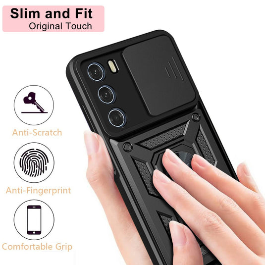 Motorola Moto G200 5G/Edge S30 - Heavy Duty Ring Holder Case with Shockproof & Camera Guard Design