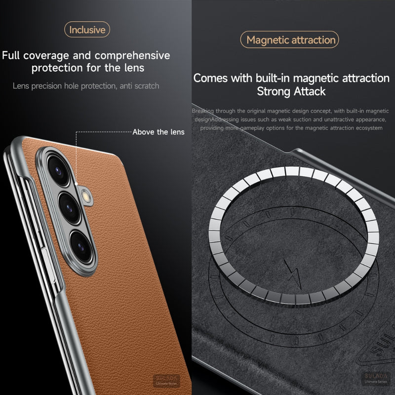 Cargue la imagen en el visor de la galería, Samsung Galaxy Z Fold7 5G - SULADA Frameless Cowhide Leather PC Phone Case
