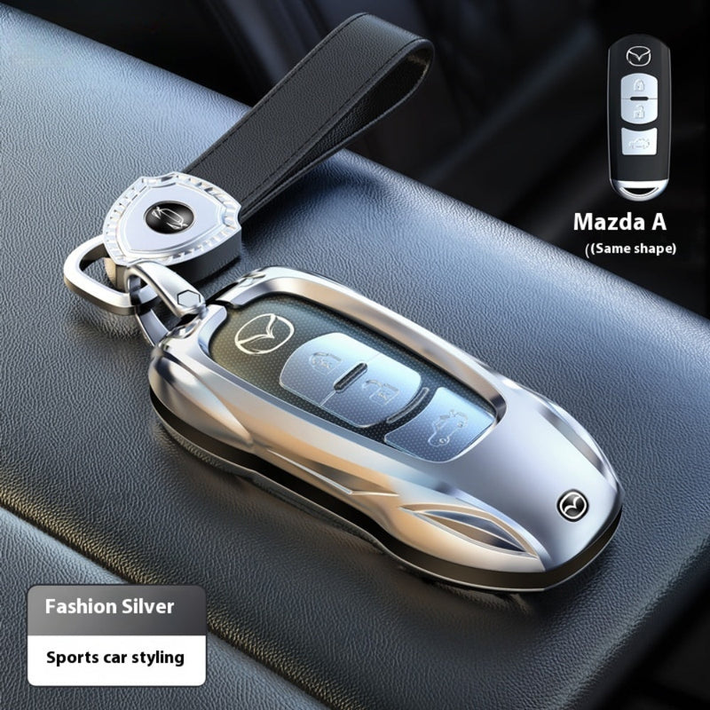Chargez l&#39;image dans la visionneuse de la galerie, Mazda Stylish Metal Car Key Fob Case Cover For CX-5, CX-3, CX-30, CX-8, MX-5, Mazda3,6
