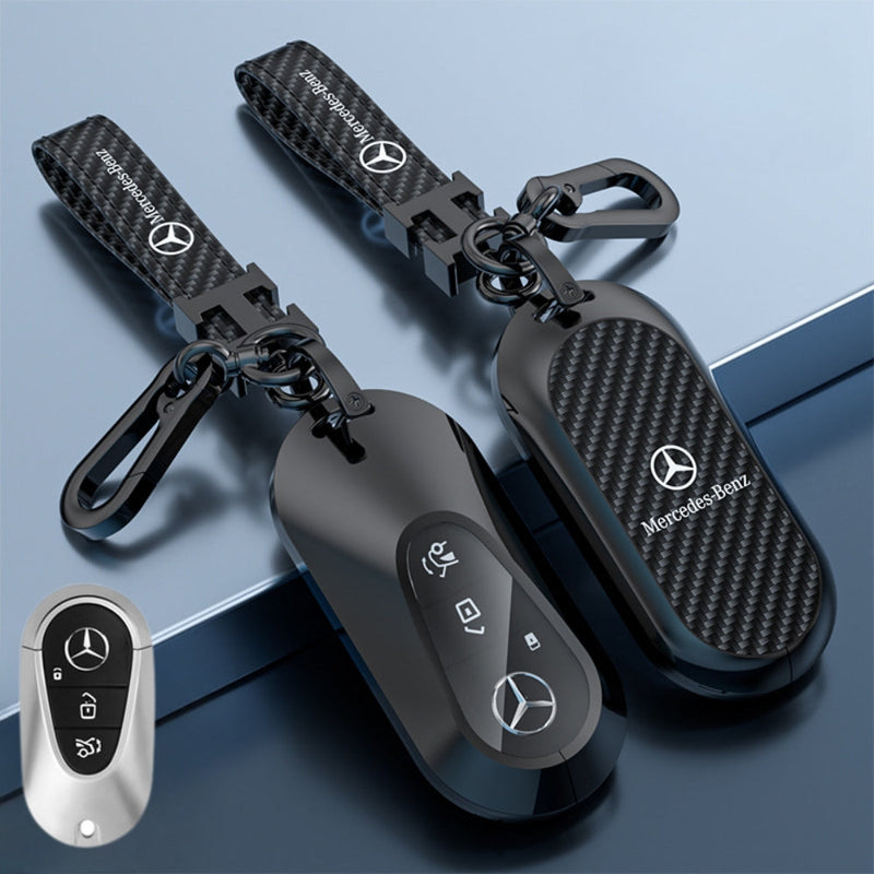 Cargue la imagen en el visor de la galería, Mercedes Benz Zinc Alloy + Carbon Fiber Texture Car Key Fob Case Cover For Benz A, B, C, E, S, G-Class, GLA, GLB, GLC, GLE, GLS, CLA, CLS, EQC
