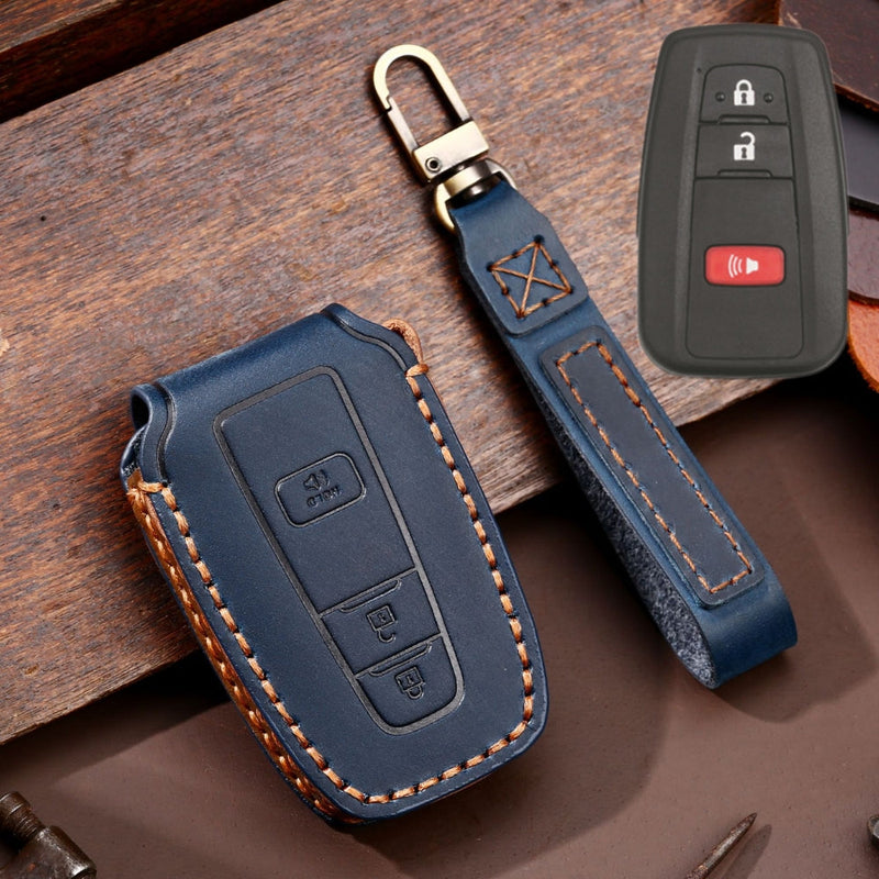 Chargez l&#39;image dans la visionneuse de la galerie, Toyota Handcrafted Genuine Leather Car Key Fob Protective Case Cover For Camry, C-HR, Corolla, RAV4, Avalon, Land Cruiser, Prado, Prius
