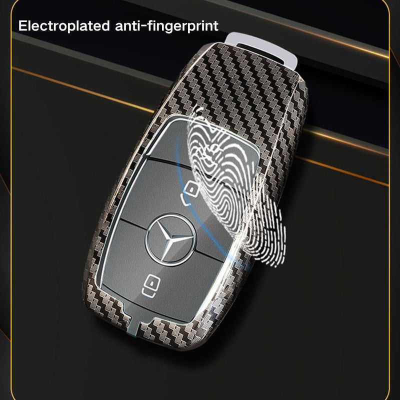 Chargez l&#39;image dans la visionneuse de la galerie, Mercedes Benz Carbon Fiber Metal Protective Car Key Fob Case Cover For Benz A, B, C, E, GLC, GLE
