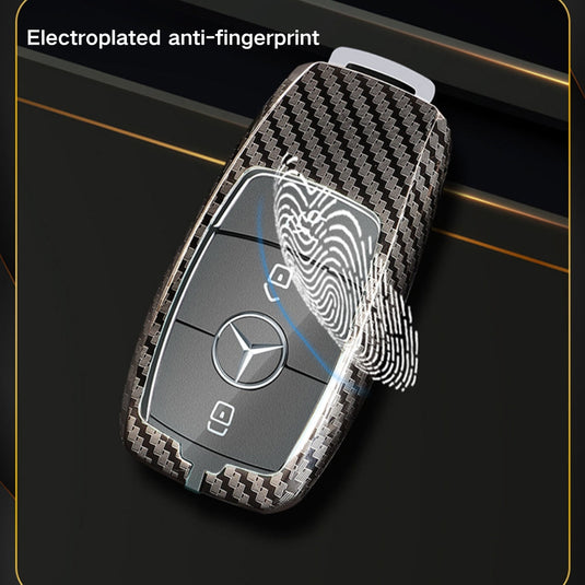 Mercedes Benz Carbon Fiber Metal Protective Car Key Fob Case Cover For Benz A, B, C, E, GLC, GLE