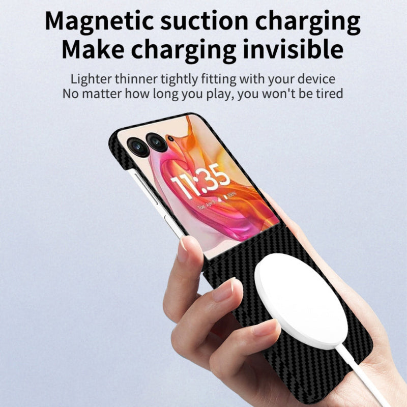 Load image into Gallery viewer, [360° Rotating Bracket] Motorola Razr 50/Ultra - Carbon Fiber Style MagSafe Magnetic Shockproof Protective Case - Polar Tech Australia
