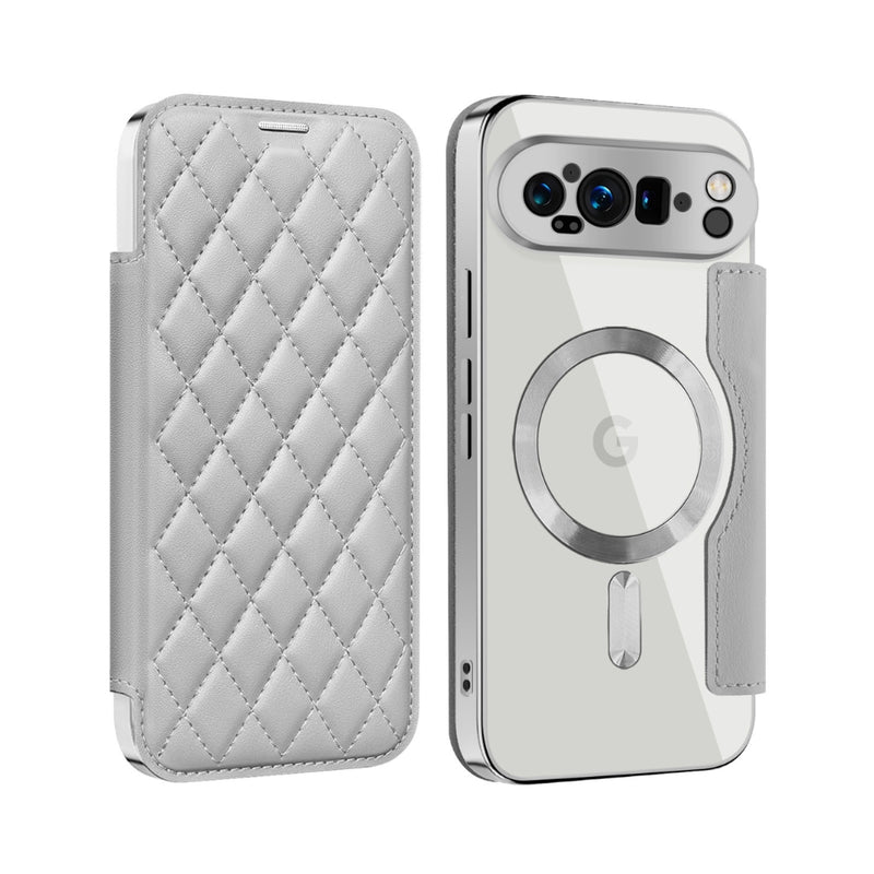 Chargez l&#39;image dans la visionneuse de la galerie, Google Pixel 10 Pro XL - Shield Magsafe RFID Anti-theft Rhombus Leather Phone Case
