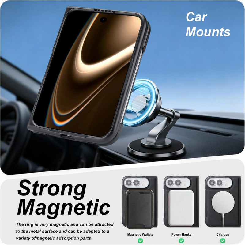 Chargez l'image dans la visionneuse de la galerie, Apple iPhone Ultra / Fold - Kalebol Slim MagSafe Ring Magnetic Card Bag Leather Phone Case

