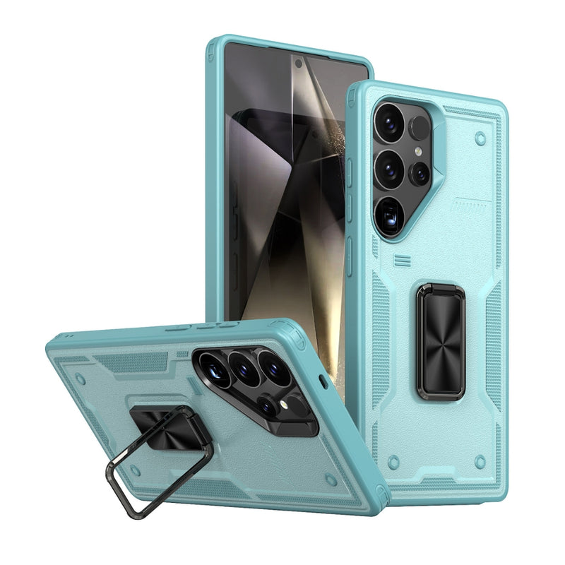 Load image into Gallery viewer, Samsung Galaxy S21 5G (SM-G991) - TPU+PC 2-in-1 Material Shockproof Protective Case with Metal Rotating Stand
