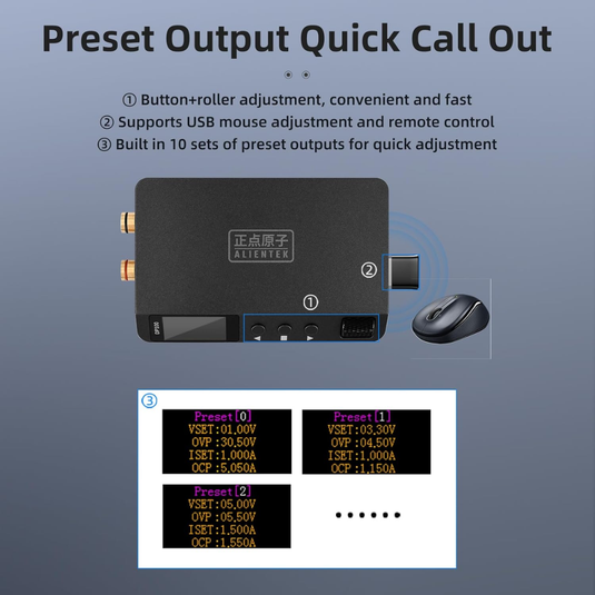 [DP100] ALIENTEK DC Power Supply Variable, 30V 5A Bench Supply, Adjustable Regulated Digits Display Mini Portable Lab Voltage Regulator Switch 100W