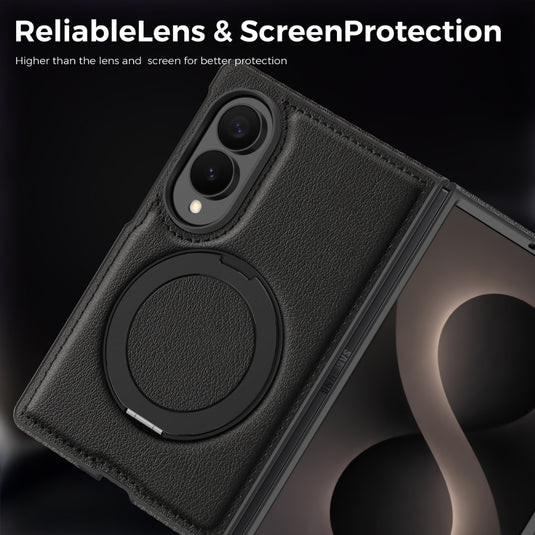 Samsung Galaxy Z Fold8 5G - Magnetic Leather Case with 360° Rotating Foldable Stand