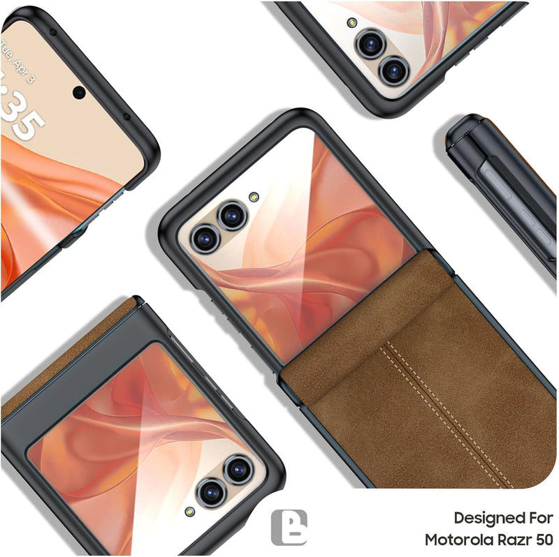 Chargez l&#39;image dans la visionneuse de la galerie, Motorola Moto Razr 50 Ultra/Razr Plus 2024 - Hinge Protection &amp; Thin PU Leather Matte PC Shockproof Case - Polar Tech Australia
