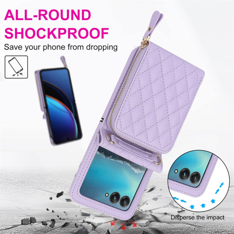 Load image into Gallery viewer, [With Shoulder Strap] [With Card Slot] Motorola Razr 50/Ultra - PU leather Crossbody Wallet Style Shockproof Phone Case - Polar Tech Australia
