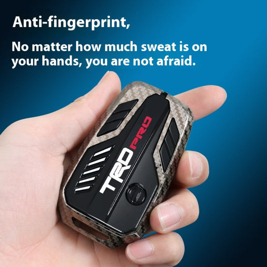 Toyota TRD Carbon Fiber Metal Car Key Fob Protective Case Cover For C-HR, Camry, RAV4, Avalon, Prius, Corolla, Highlander, GT86, Prado