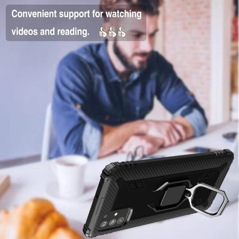 Load image into Gallery viewer, OPPO A91 / Reno3 - Carbon Fiber Protective Case with 360 Degree Rotating Ring Holder - Polar Tech Australia
