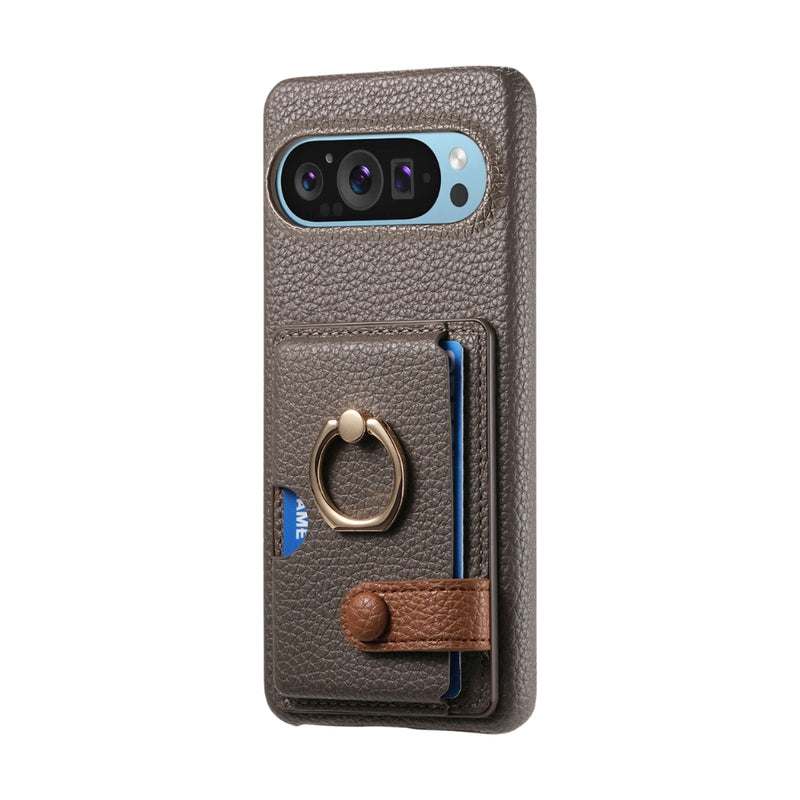 Cargue la imagen en el visor de la galería, Google Pixel 10 / 10 Pro - Retro PU Leather Shockproof Phone Case with Ring Holder &amp; Card Slot
