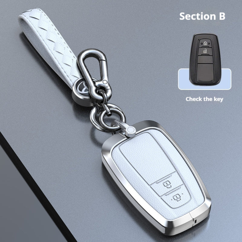 Chargez l&#39;image dans la visionneuse de la galerie, Toyota Zinc Alloy Leather Car Key Fob Case Cover For Camry, C-HR, Corolla, RAV4, Avalon, Land Cruiser, Prado, Prius
