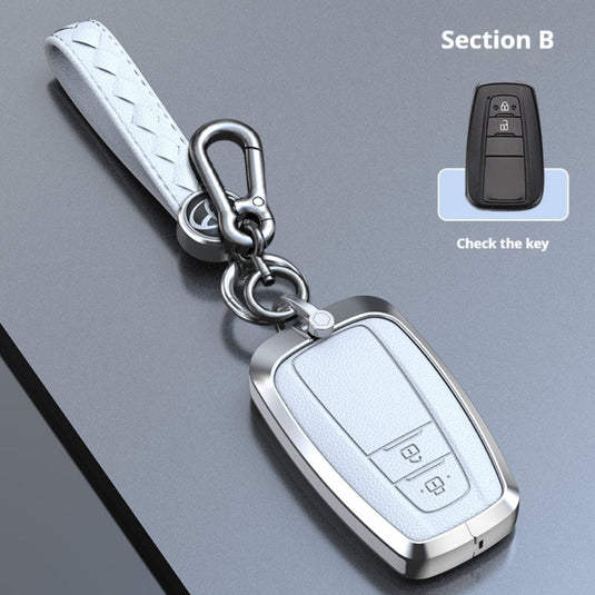 Toyota Zinc Alloy Leather Car Key Fob Case Cover For Camry, C-HR, Corolla, RAV4, Avalon, Land Cruiser, Prado, Prius