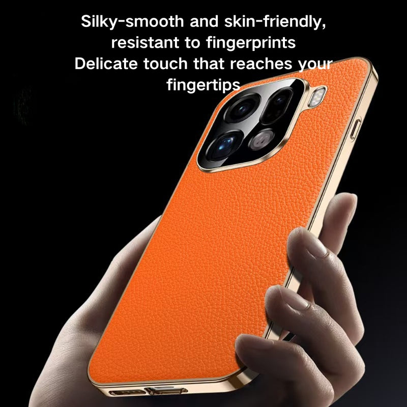 Cargue la imagen en el visor de la galería, OPPO Find X9 - Electroplated Genuine Leather Pebbled Case
