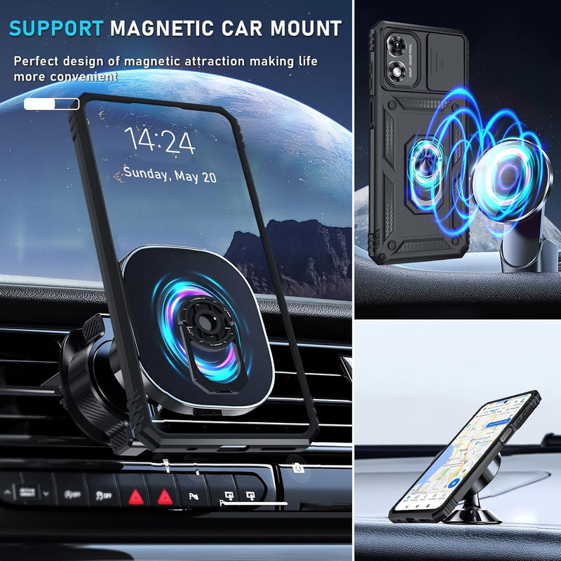 Chargez l&#39;image dans la visionneuse de la galerie, [Magnetic Ring Kickstand][Slide Camera Cover] Motorola Moto G Play 2024 - Shield Shockproof Rugged Heavy Duty Case - Polar Tech Australia
