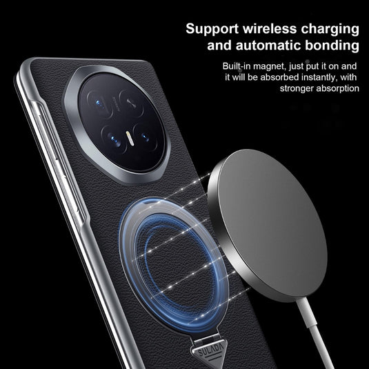 Honor Magic V6 - Smart View Window MagSafe Magnetic Holder Leather Phone Case