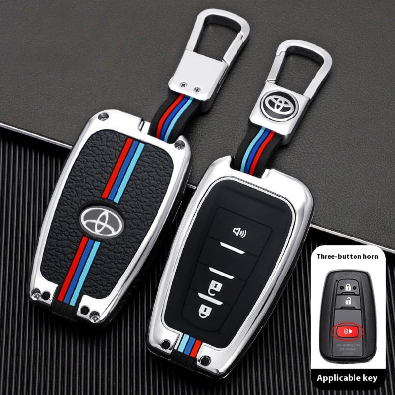 Chargez l&#39;image dans la visionneuse de la galerie, Toyota Metal Shell &amp; Soft Silicone Full Protection Car Key Fob Case Cover For Camry RAV4 Highlander Avalon C-HR Prius Corolla
