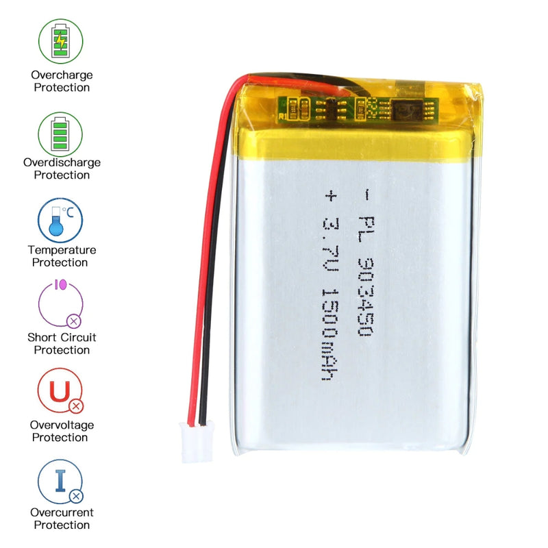 Chargez l&#39;image dans la visionneuse de la galerie, [PH2.0-JST Connector][903450] Universal 1500mAh 3.7V Rechargeable Li-Ion Lithium Polymer Battery - Polar Tech Australia
