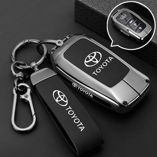 Toyota PU Leather + Zinc Alloy Car Key Fob Case Cover For Corolla, Prius, Camry, C-HR, RAV4, Altis, Land Cruiser Prado - i-Station Mobile Phone & Electronic Device Repair and Accessories