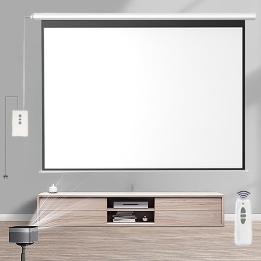 Electric Remote Control Auto Foldable Projector Wall Screen 16:9 Support 4K FHD 3D For Indoor Office Presentation Home Theater - Polar Tech Australia