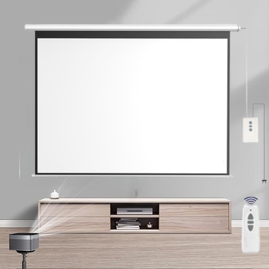 Electric Remote Control Auto Foldable Projector Wall Screen 16:9 Support 4K FHD 3D For Indoor Office Presentation Home Theater - Polar Tech Australia